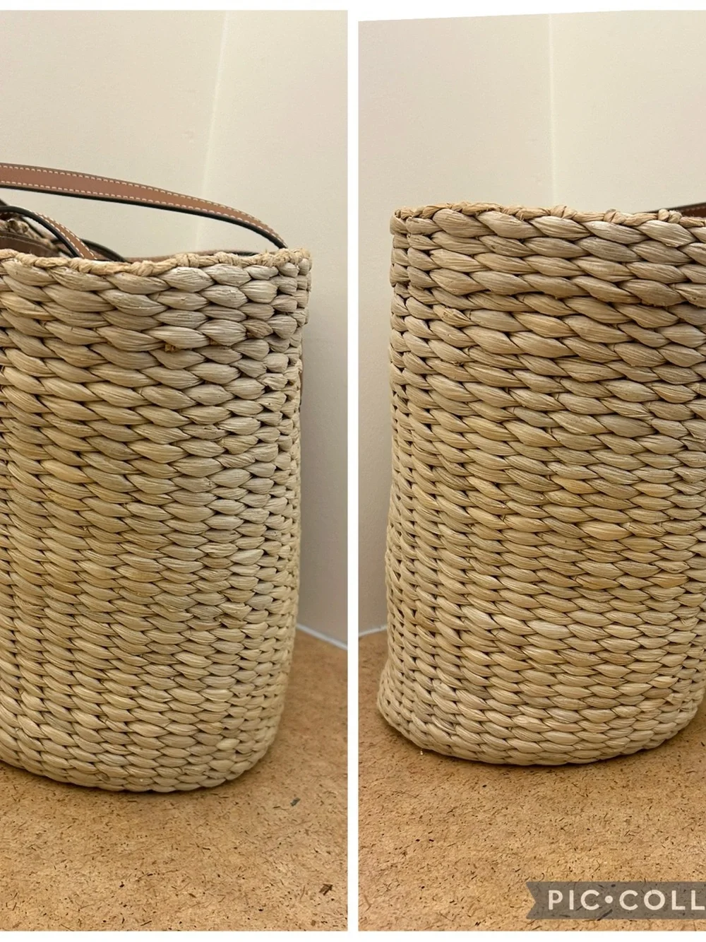 Michael Kors Natural Woven Tote with Brown Leather Trim & Gold Hardware - Picture 10 of 16